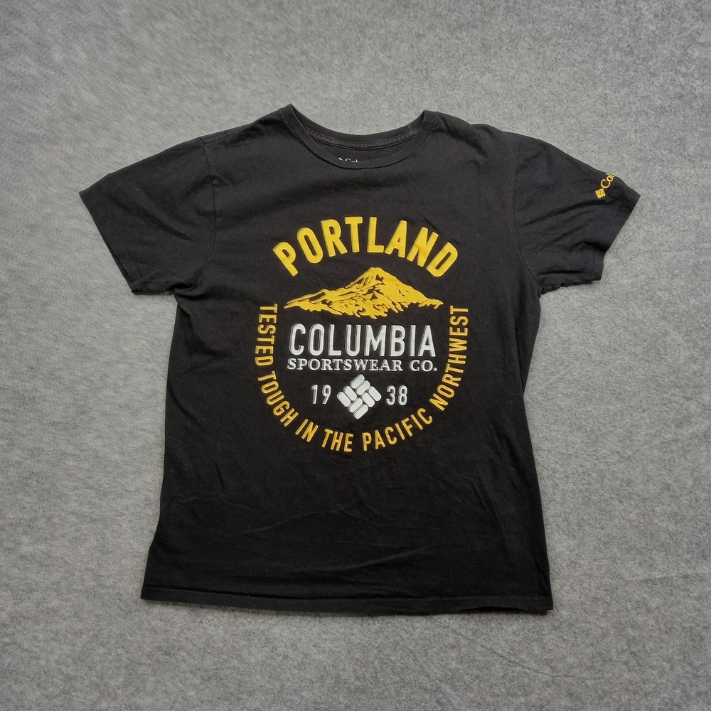 Columbia Shirt Mens Medium Black Portland Graphic Tee Tested Pacific Northwest‎